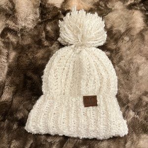 Chenille Pom CC Beanie Hat